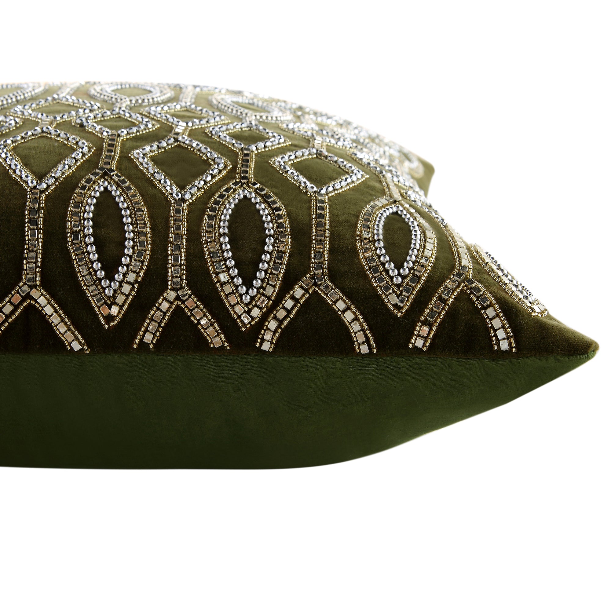 Luxe Collection Verona Beaded Moss Cotton Velvet gối - Ảnh 4