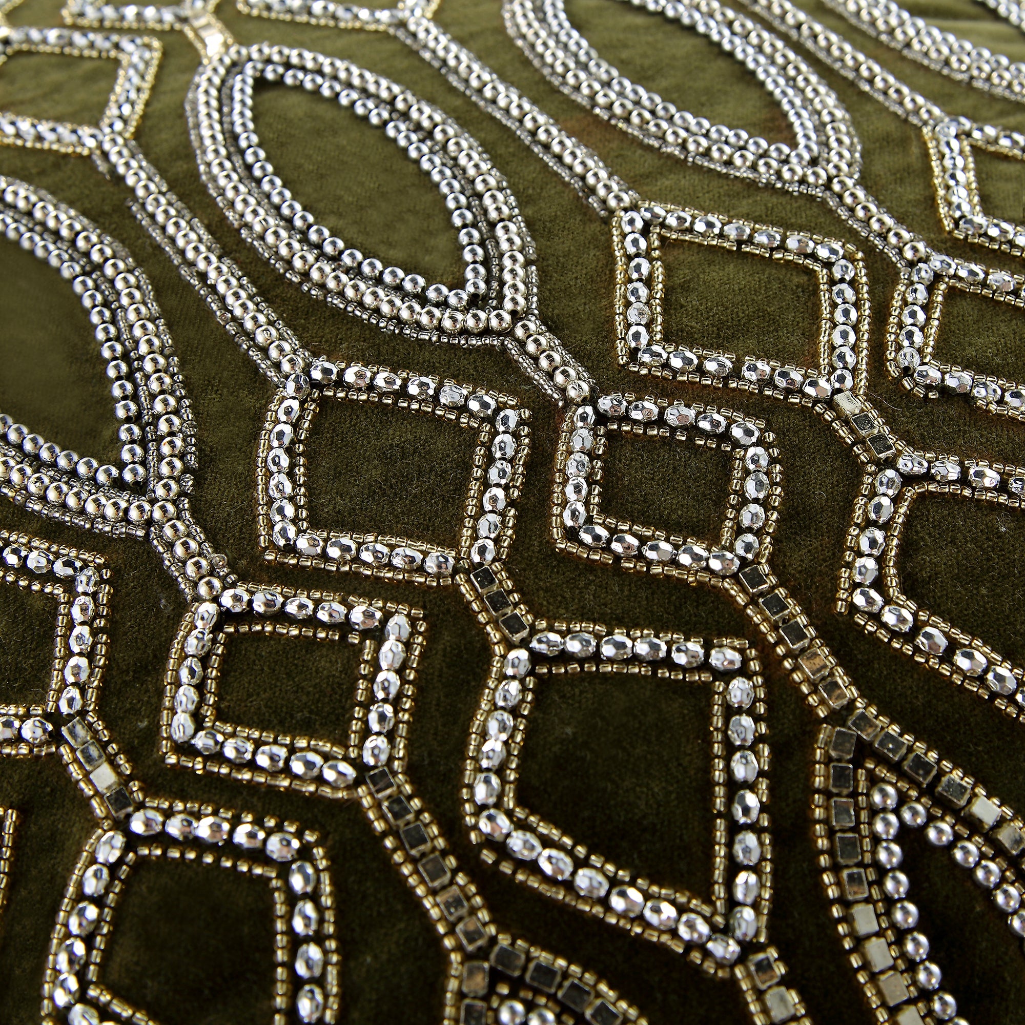 Luxe Collection Verona Beaded Moss Cotton Velvet gối - Ảnh 5