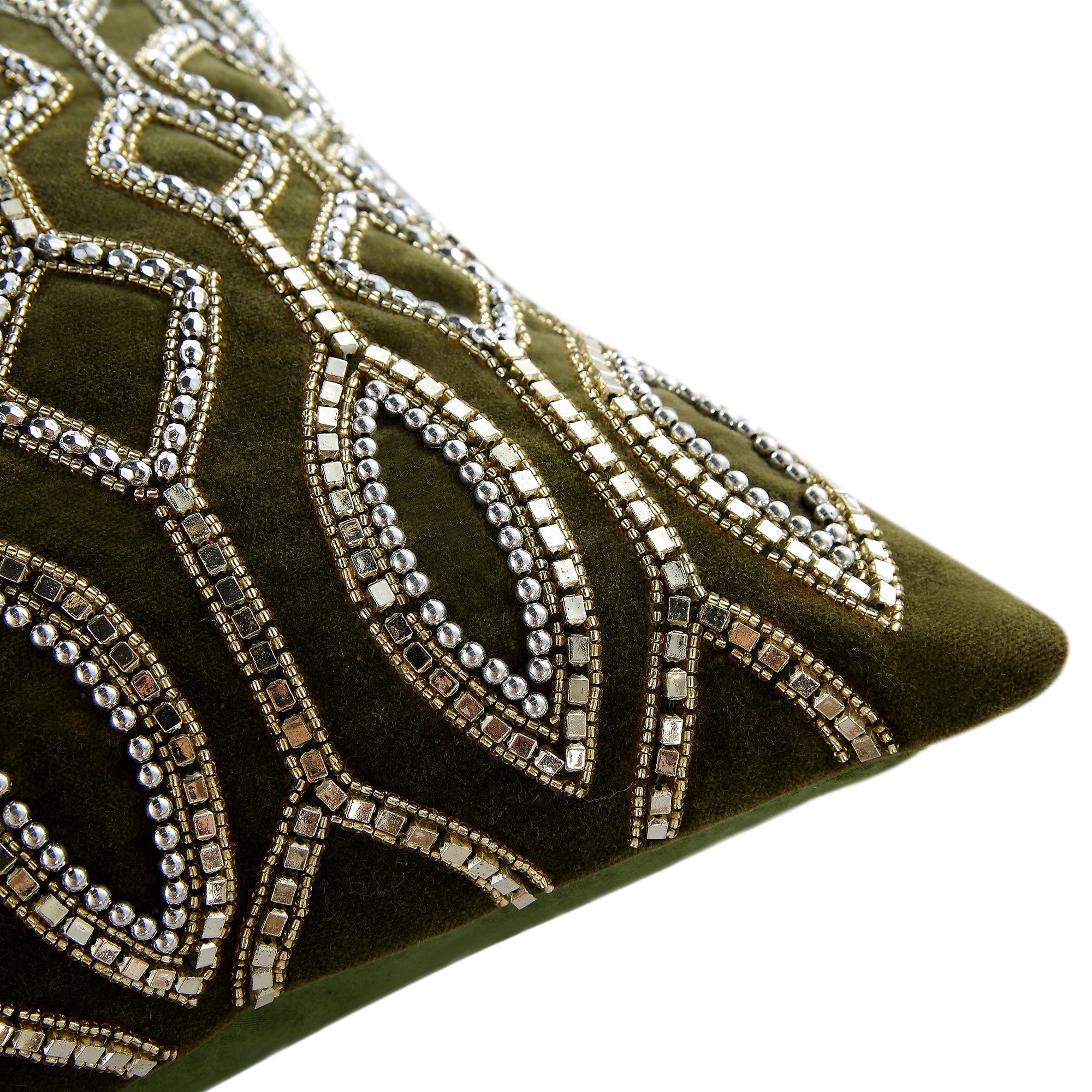 Luxe Collection Verona Beaded Moss Cotton Velvet gối - Ảnh 6