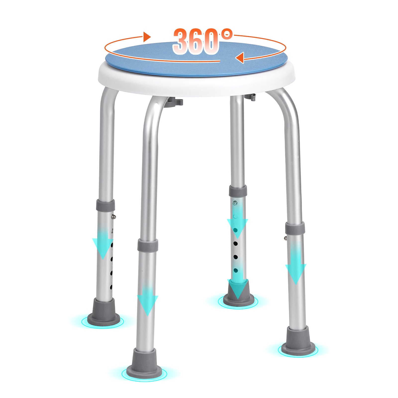 Ghế tắm xoay 360 có thể điều chỉnh với chân không trượt - Ảnh 3
