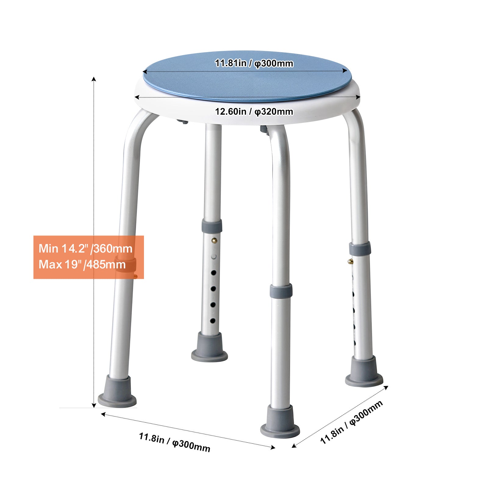 Ghế tắm xoay 360 có thể điều chỉnh với chân không trượt - Ảnh 2