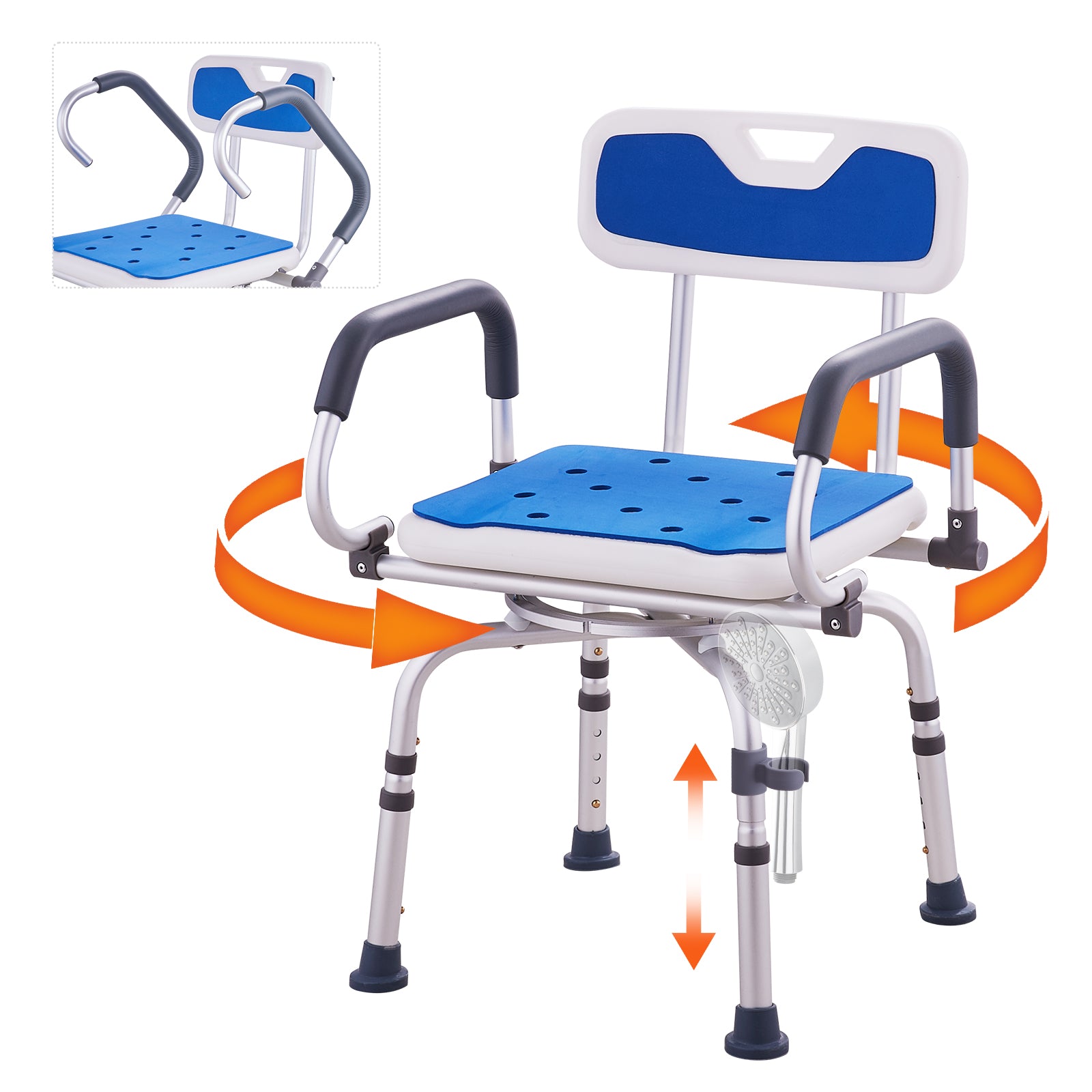 360 xoay điều chỉnh ghế tắm với Pivoting Armrests - Ảnh 5