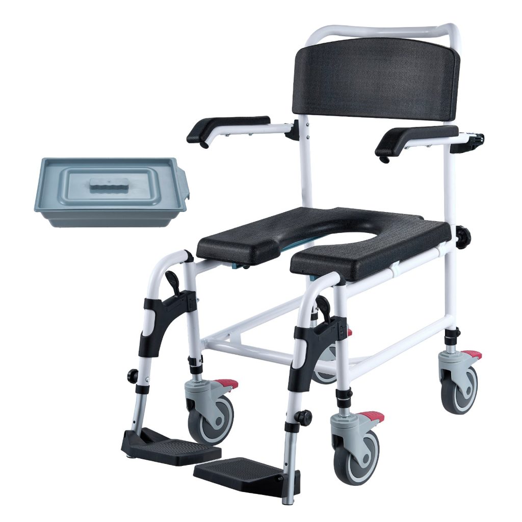 Ghế lăn tắm Commode 4 trong 1 với bánh xe khóa