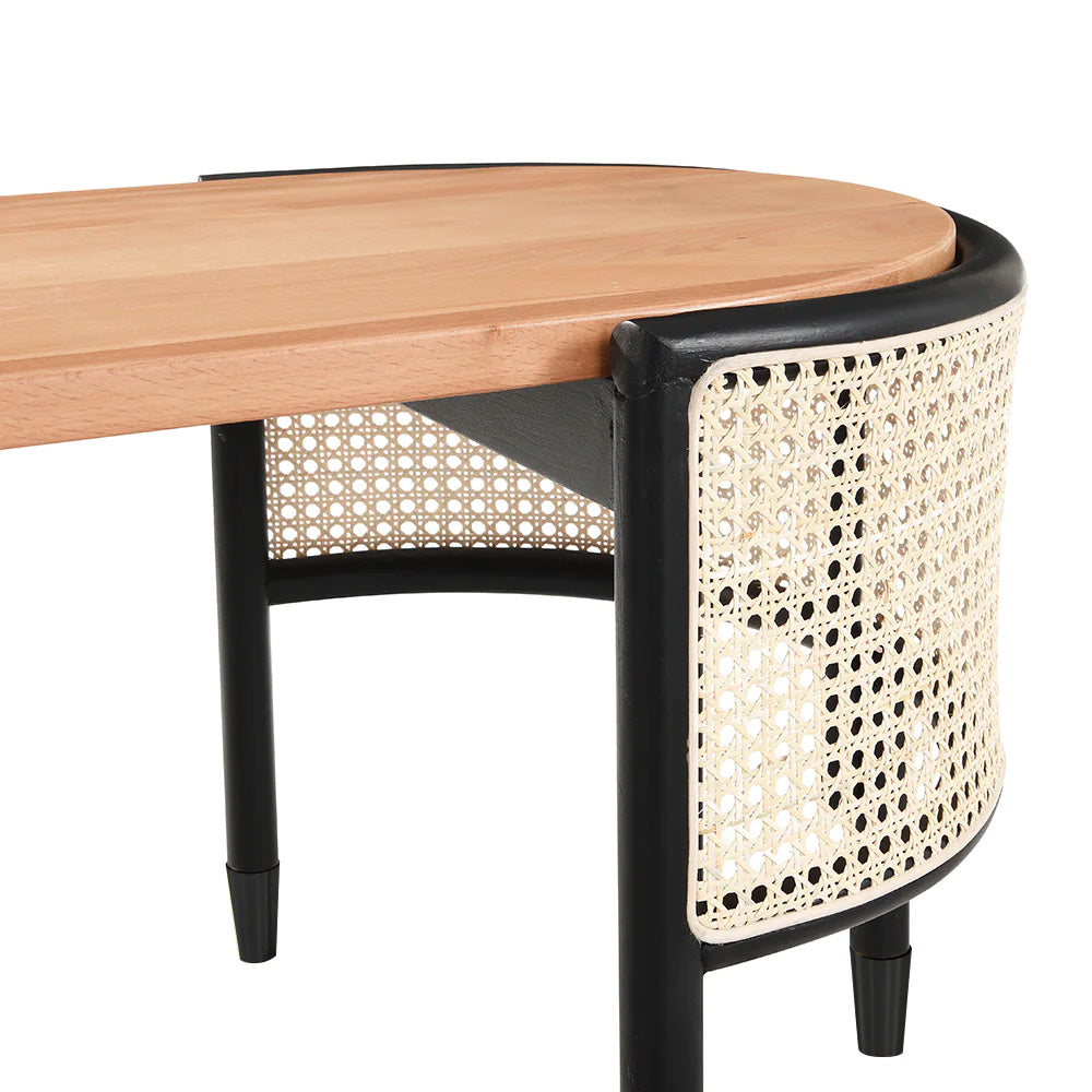 Jeanne Cane Rattan gỗ rắn Bàn cà phê hình bầu dục - Ảnh 7