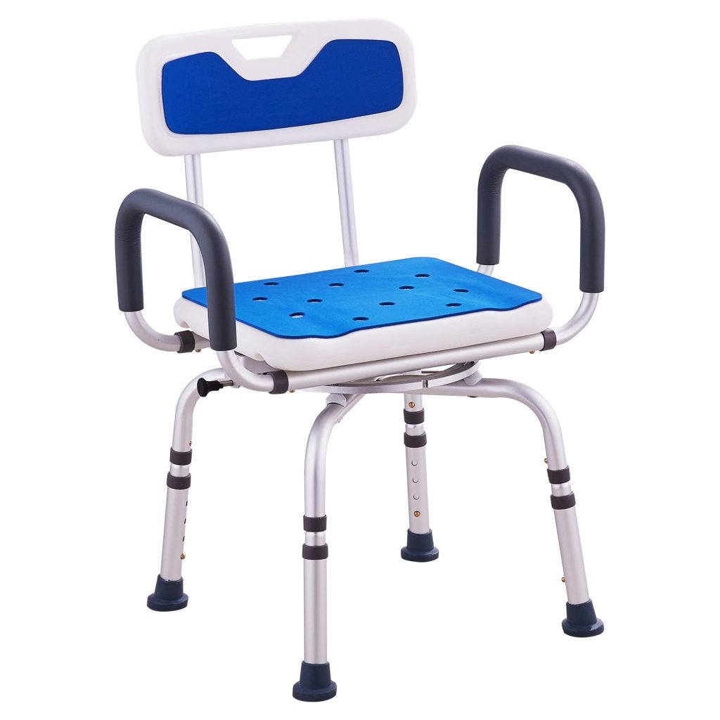 360 xoay điều chỉnh chiều cao ghế tắm với tay cầm và lưng